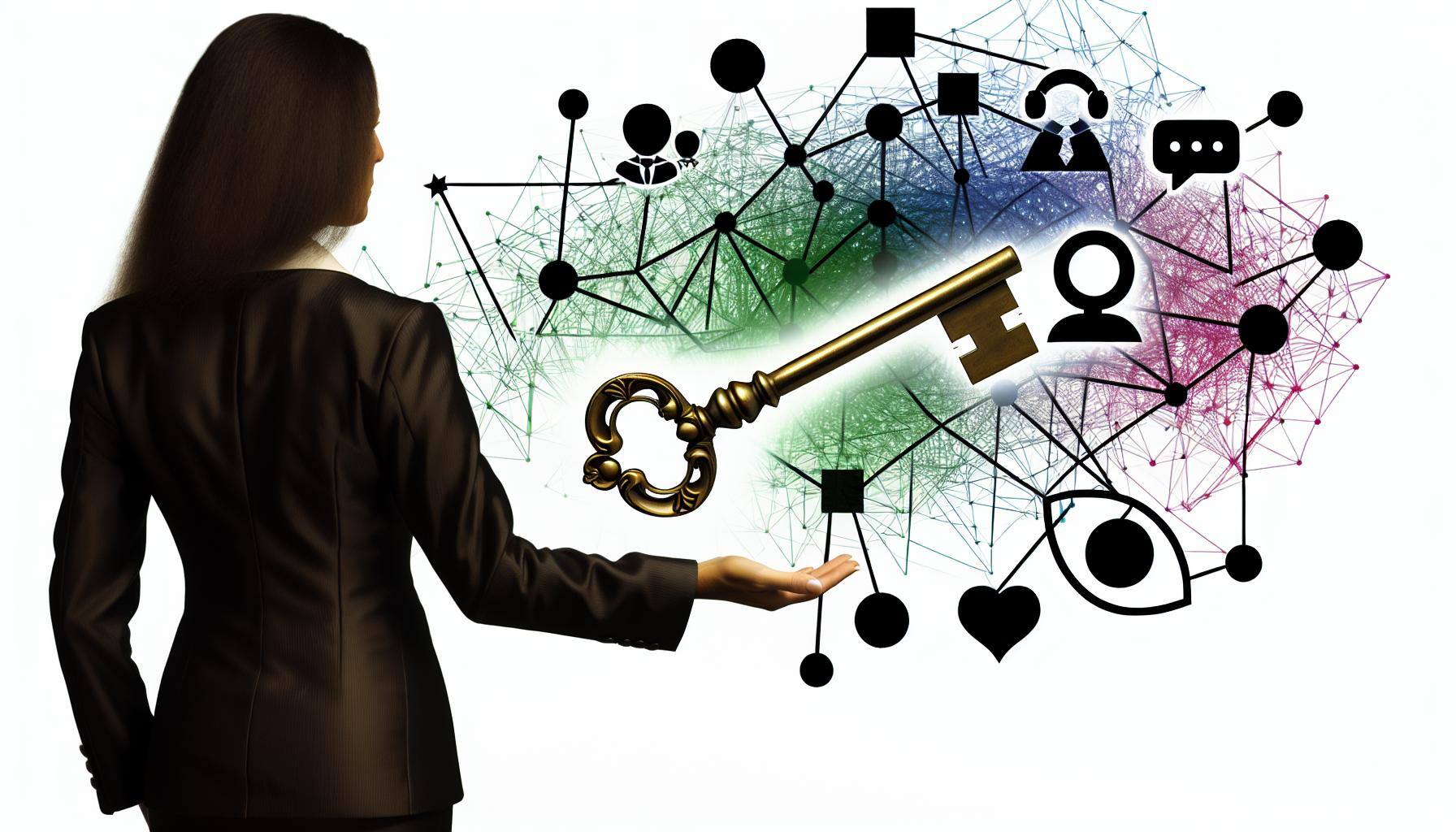 A woman holding a key to relationships - the CARE Concepts